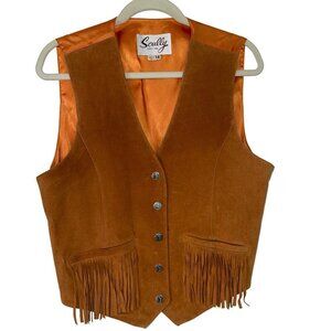 Scully Vintage Womens Vest Size Large Brown Leather Suede Fringe Western